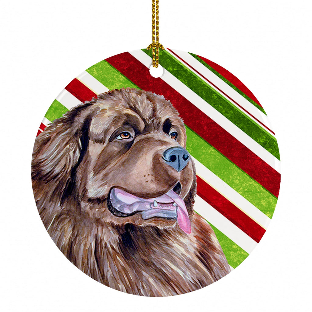 Newfoundland Candy Cane Holiday Christmas Ceramic Ornament Christmas Tree Hanging Decorations for Home Christmas Holiday, Party, Gift, 3 in, Multicolor
