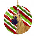 Great Dane Candy Cane Holiday Christmas Ceramic Ornament Christmas Tree Hanging Decorations for Home Christmas Holiday, Party, Gift, 3 in, Multicolor