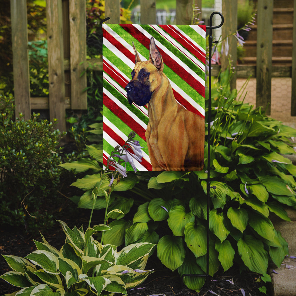 Great Dane Candy Cane Holiday Christmas Garden Flag Mailbox Decorative Yard Banner Outside Patio Artwork for Flower Beds, Garden Size, Multicolor