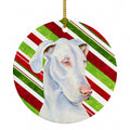 Great Dane Candy Cane Holiday Christmas Ceramic Ornament Christmas Tree Hanging Decorations for Home Christmas Holiday, Party, Gift, 3 in, Multicolor