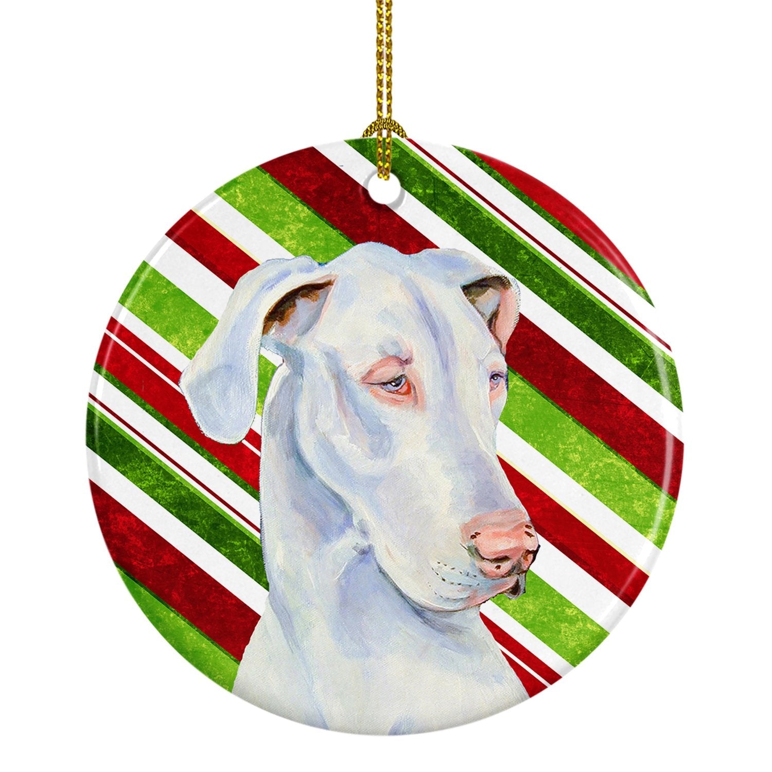 Great Dane Candy Cane Holiday Christmas Ceramic Ornament Christmas Tree Hanging Decorations for Home Christmas Holiday, Party, Gift, 3 in, Multicolor