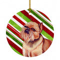 Brussels Griffon Candy Cane Holiday Christmas Ceramic Ornament Christmas Tree Hanging Decorations for Home Christmas Holiday, Party, Gift, 3 in, Multicolor