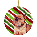 Brussels Griffon Candy Cane Holiday Christmas Ceramic Ornament Christmas Tree Hanging Decorations for Home Christmas Holiday, Party, Gift, 3 in, Multicolor