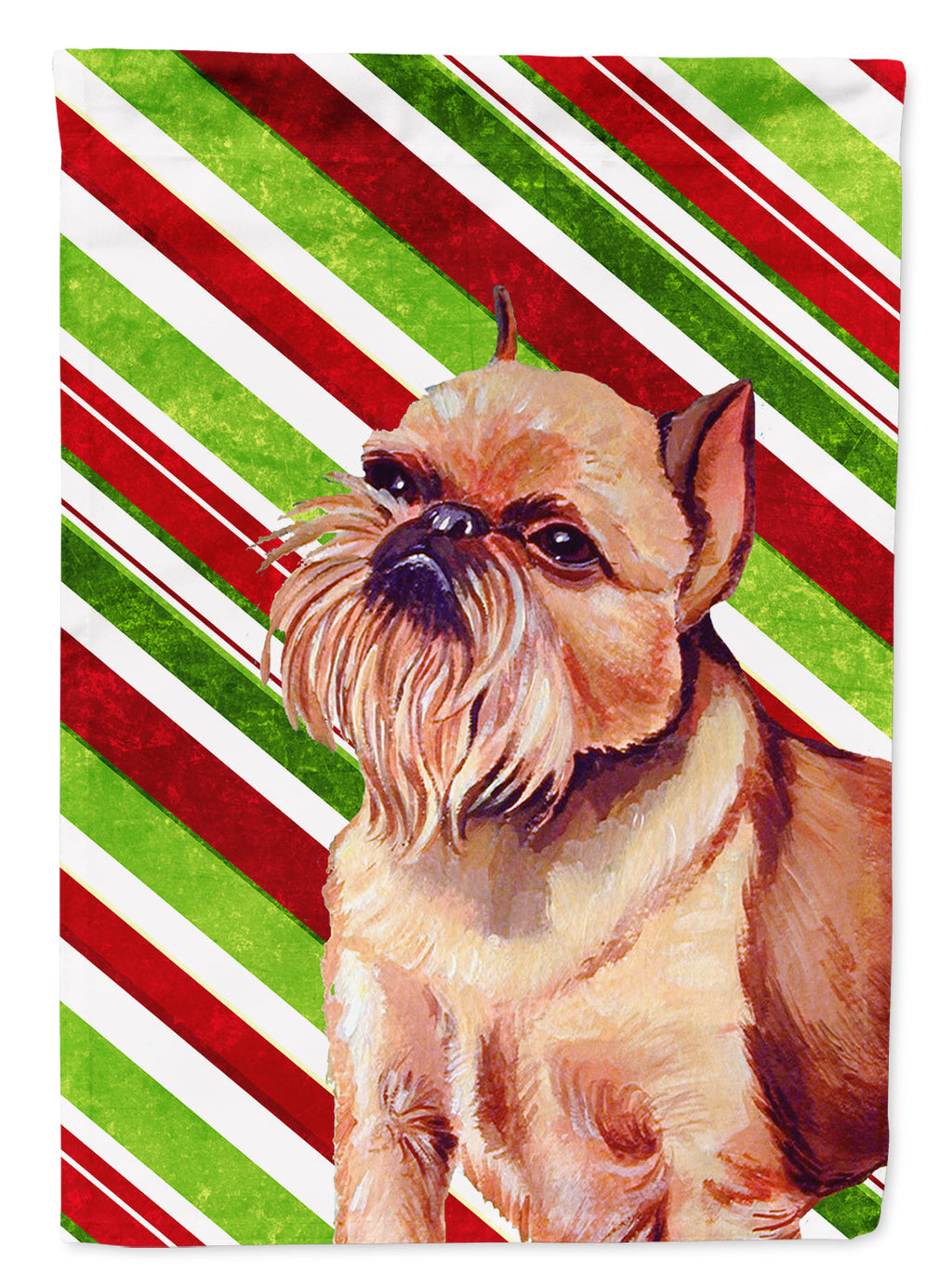 Brussels Griffon Candy Cane Holiday Christmas Garden Flag Mailbox Decorative Yard Banner Outside Patio Artwork for Flower Beds, Garden Size, Multicolor