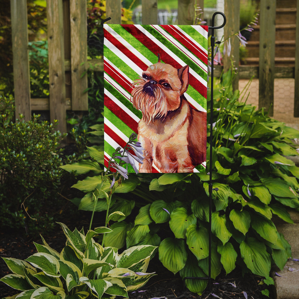 Brussels Griffon Candy Cane Holiday Christmas Garden Flag Mailbox Decorative Yard Banner Outside Patio Artwork for Flower Beds, Garden Size, Multicolor
