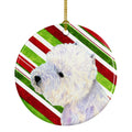 Westie Candy Cane Holiday Christmas Ceramic Ornament Christmas Tree Hanging Decorations for Home Christmas Holiday, Party, Gift, 3 in, Multicolor