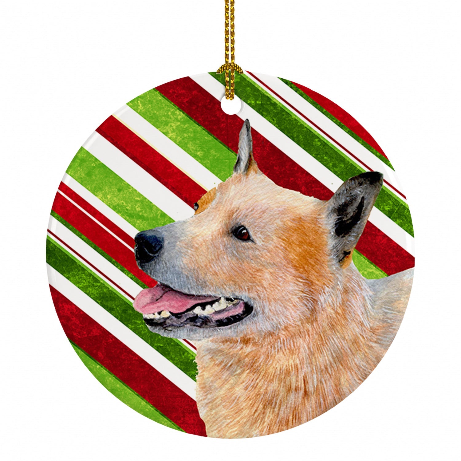 Australian Cattle Dog Candy Cane Holiday Christmas Ceramic Ornament Christmas Tree Hanging Decorations for Home Christmas Holiday, Party, Gift, 3 in, Multicolor