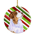 Australian Shepherd Candy Cane Holiday Christmas Ceramic Ornament Christmas Tree Hanging Decorations for Home Christmas Holiday, Party, Gift, 3 in, Multicolor