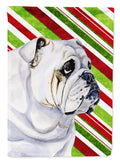 Bulldog English Candy Cane Holiday Christmas Garden Flag Mailbox Decorative Yard Banner Outside Patio Artwork for Flower Beds, Garden Size, Multicolor