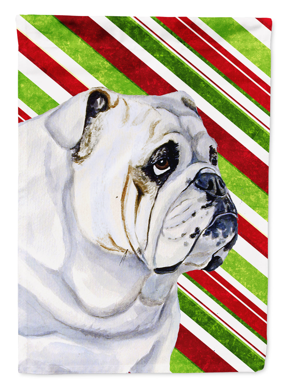 Bulldog English Candy Cane Holiday Christmas Garden Flag Mailbox Decorative Yard Banner Outside Patio Artwork for Flower Beds, Garden Size, Multicolor