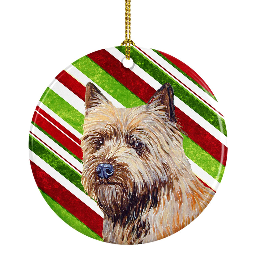Cairn Terrier Candy Cane Holiday Christmas Ceramic Ornament Christmas Tree Hanging Decorations for Home Christmas Holiday, Party, Gift, 3 in, Multicolor
