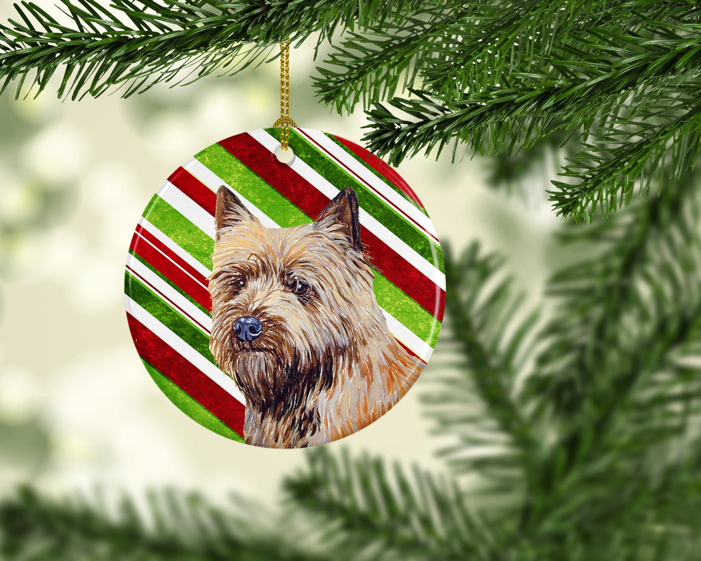 Cairn Terrier Candy Cane Holiday Christmas Ceramic Ornament Christmas Tree Hanging Decorations for Home Christmas Holiday, Party, Gift, 3 in, Multicolor
