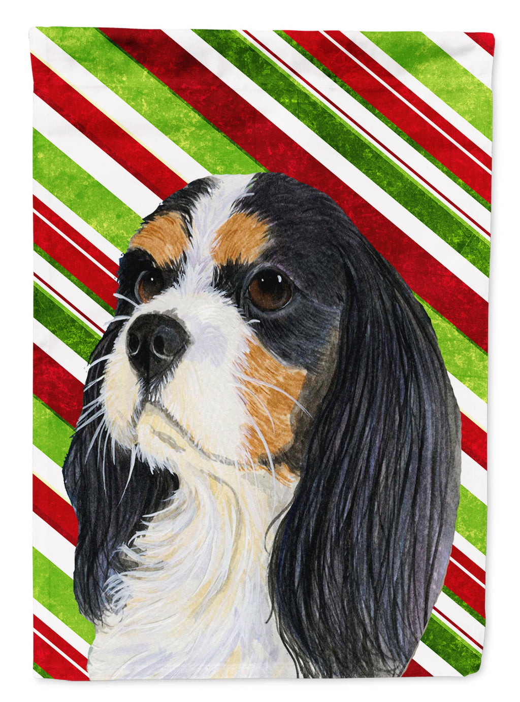 Cavalier Spaniel Candy Cane Holiday Christmas Garden Flag Mailbox Decorative Yard Banner Outside Patio Artwork for Flower Beds, Garden Size, Multicolor