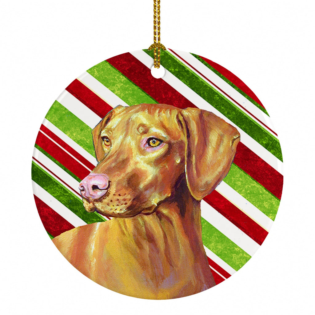Vizsla Candy Cane Holiday Christmas Ceramic Ornament Christmas Tree Hanging Decorations for Home Christmas Holiday, Party, Gift, 3 in, Multicolor
