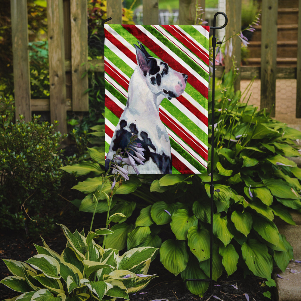 Great Dane Candy Cane Holiday Christmas Garden Flag Mailbox Decorative Yard Banner Outside Patio Artwork for Flower Beds, Garden Size, Multicolor