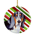 Basset Hound Candy Cane Holiday Christmas Ceramic Ornament Christmas Tree Hanging Decorations for Home Christmas Holiday, Party, Gift, 3 in, Multicolor