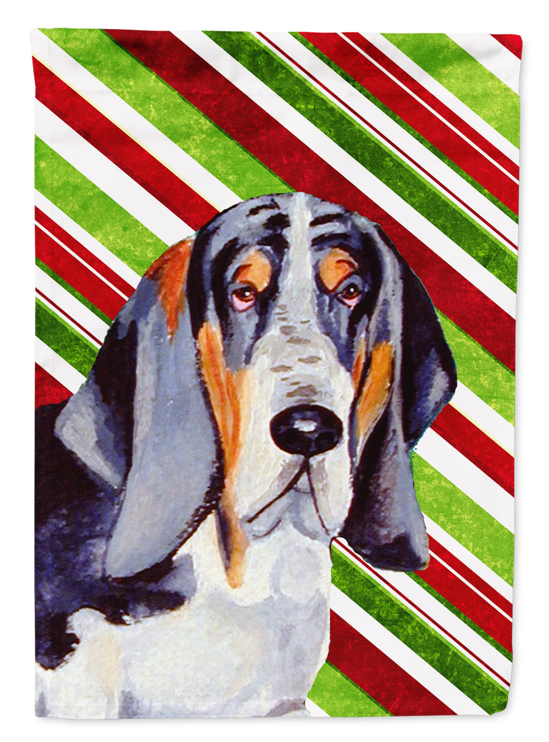 Basset Hound Candy Cane Holiday Christmas Garden Flag Mailbox Decorative Yard Banner Outside Patio Artwork for Flower Beds, Garden Size, Multicolor
