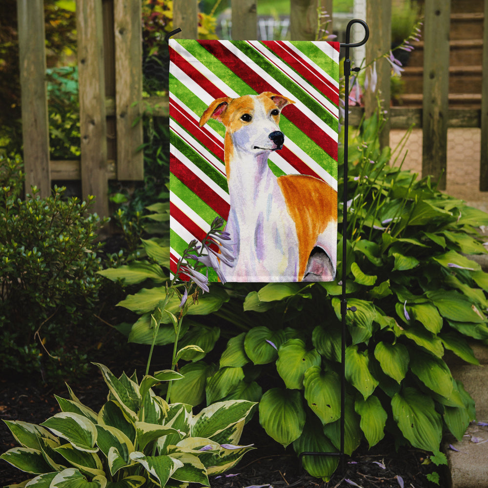 Whippet Candy Cane Holiday Christmas Garden Flag Mailbox Decorative Yard Banner Outside Patio Artwork for Flower Beds, Garden Size, Multicolor