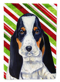 Basset Hound Candy Cane Holiday Christmas Garden Flag Mailbox Decorative Yard Banner Outside Patio Artwork for Flower Beds, Garden Size, Multicolor