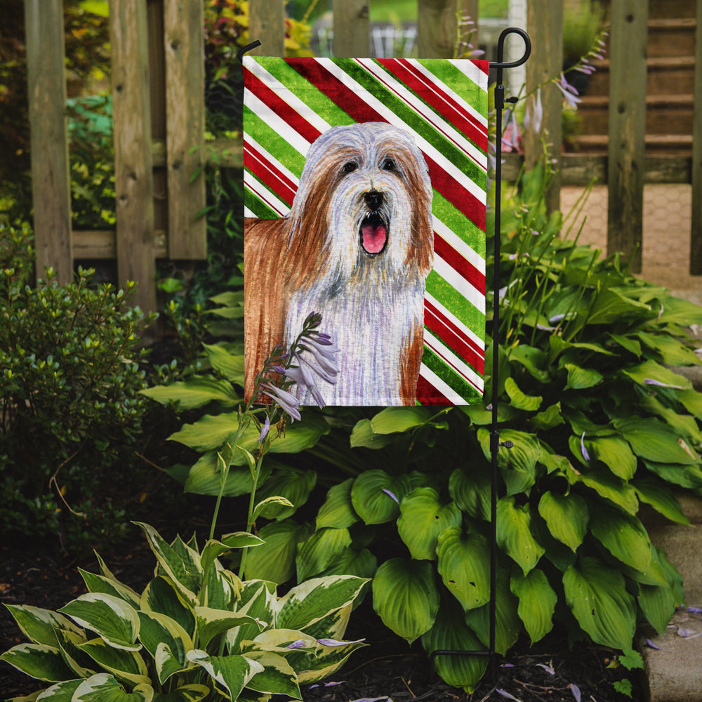 Bearded Collie Candy Cane Holiday Christmas Garden Flag Mailbox Decorative Yard Banner Outside Patio Artwork for Flower Beds, Garden Size, Multicolor