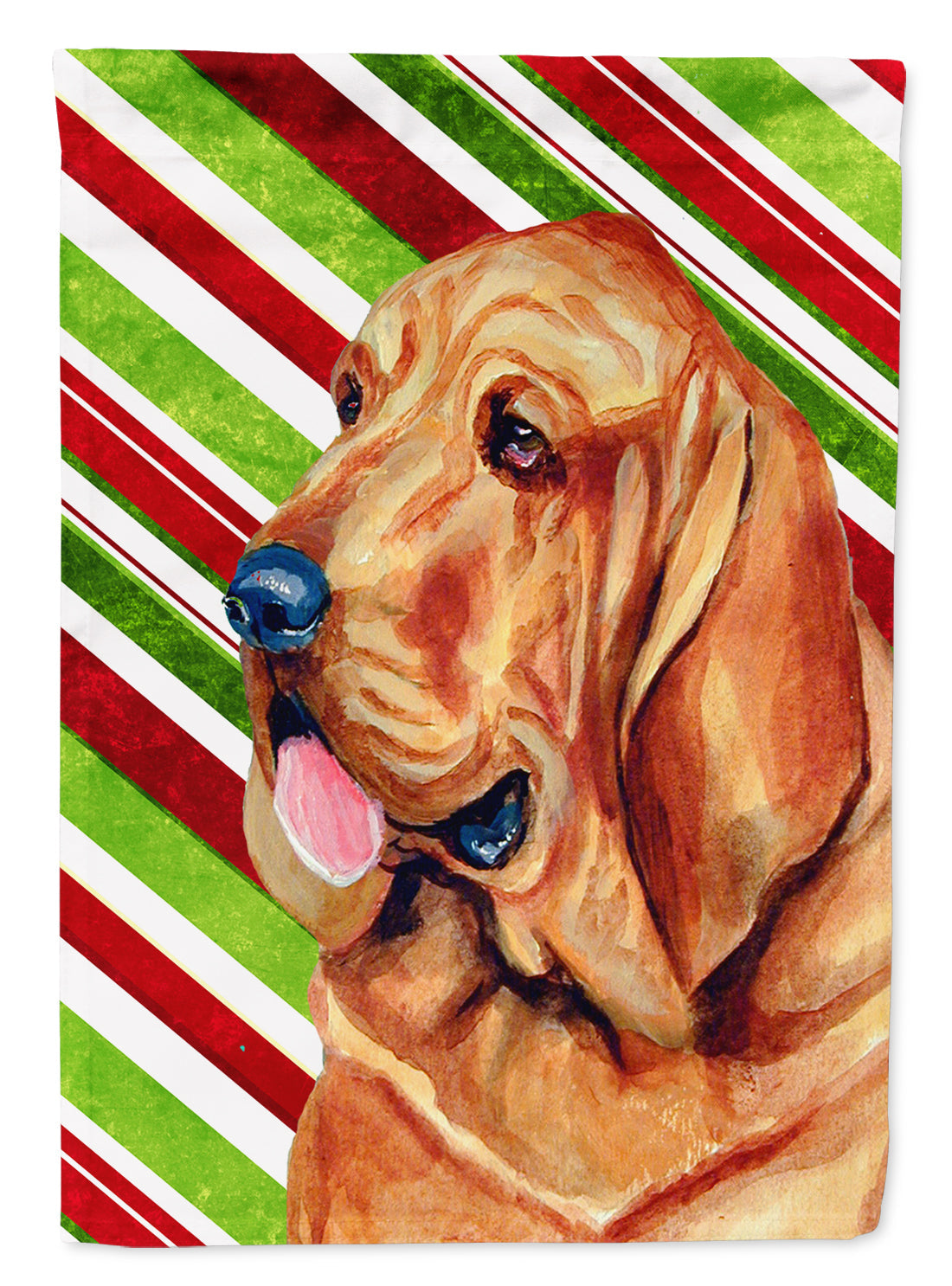 Bloodhound Candy Cane Holiday Christmas Garden Flag Mailbox Decorative Yard Banner Outside Patio Artwork for Flower Beds, Garden Size, Multicolor