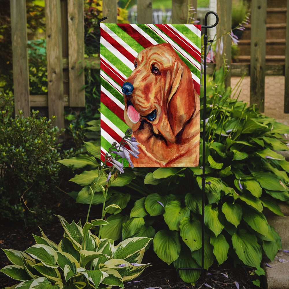 Bloodhound Candy Cane Holiday Christmas Garden Flag Mailbox Decorative Yard Banner Outside Patio Artwork for Flower Beds, Garden Size, Multicolor