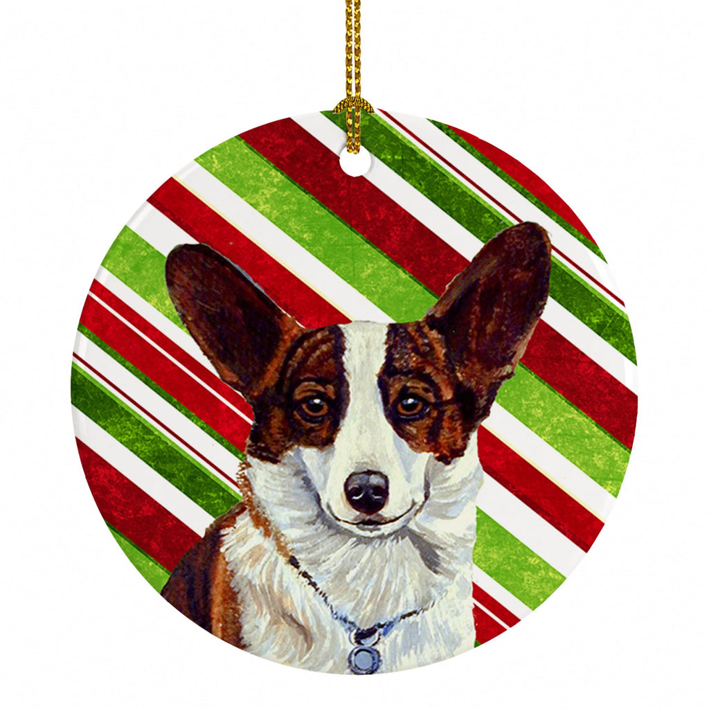 Corgi Candy Cane Holiday Christmas Ceramic Ornament Christmas Tree Hanging Decorations for Home Christmas Holiday, Party, Gift, 3 in, Multicolor