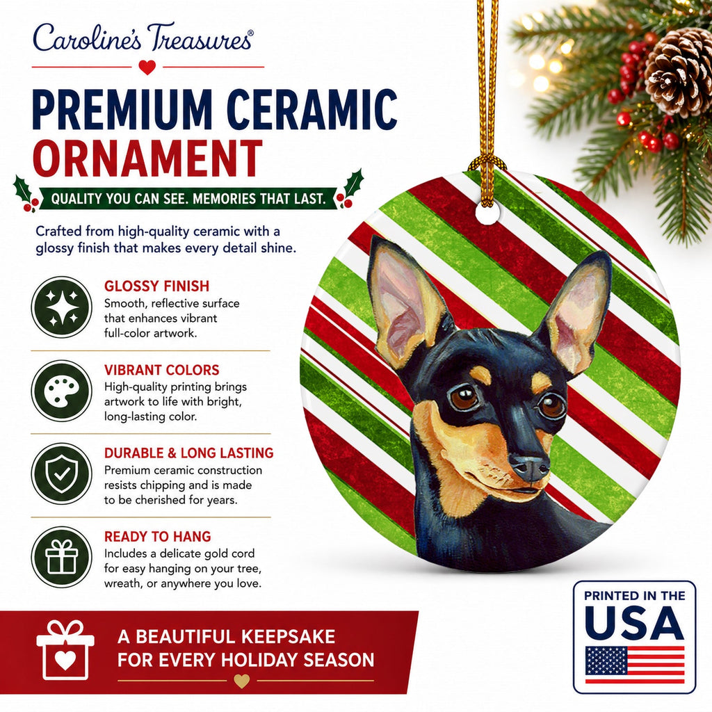 Min Pin Candy Cane Holiday Christmas Ceramic Ornament Christmas Tree Hanging Decorations for Home Christmas Holiday, Party, Gift, 3 in, Multicolor