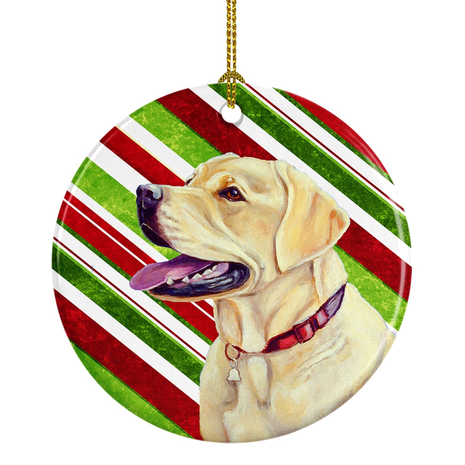 Labrador Candy Cane Holiday Christmas Ceramic Ornament Christmas Tree Hanging Decorations for Home Christmas Holiday, Party, Gift, 3 in, Multicolor