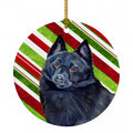 Schipperke Candy Cane Holiday Christmas Ceramic Ornament Christmas Tree Hanging Decorations for Home Christmas Holiday, Party, Gift, 3 in, Multicolor