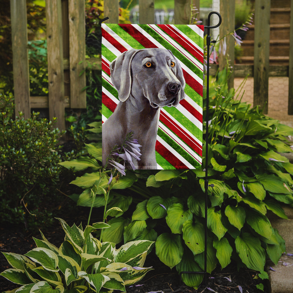 Weimaraner Candy Cane Holiday Christmas Garden Flag Mailbox Decorative Yard Banner Outside Patio Artwork for Flower Beds, Garden Size, Multicolor