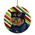 Brussels Griffon Candy Cane Holiday Christmas Ceramic Ornament Christmas Tree Hanging Decorations for Home Christmas Holiday, Party, Gift, 3 in, Multicolor