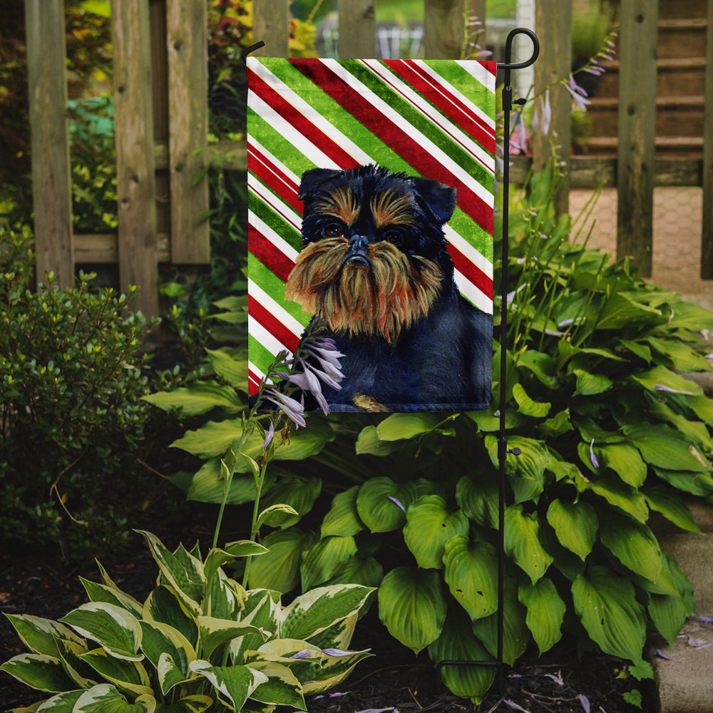 Brussels Griffon Candy Cane Holiday Christmas Garden Flag Mailbox Decorative Yard Banner Outside Patio Artwork for Flower Beds, Garden Size, Multicolor
