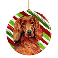 Irish Setter Candy Cane Holiday Christmas Ceramic Ornament Christmas Tree Hanging Decorations for Home Christmas Holiday, Party, Gift, 3 in, Multicolor