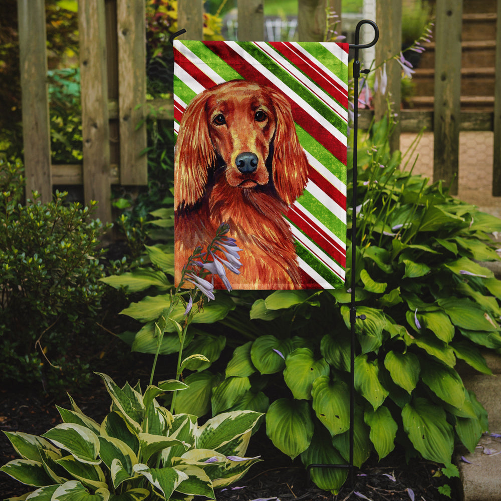 Irish Setter Candy Cane Holiday Christmas Garden Flag Mailbox Decorative Yard Banner Outside Patio Artwork for Flower Beds, Garden Size, Multicolor