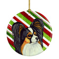Papillon Candy Cane Holiday Christmas Ceramic Ornament Christmas Tree Hanging Decorations for Home Christmas Holiday, Party, Gift, 3 in, Multicolor