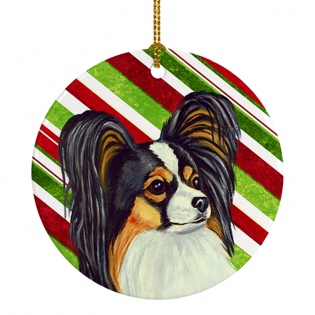 Papillon Candy Cane Holiday Christmas Ceramic Ornament Christmas Tree Hanging Decorations for Home Christmas Holiday, Party, Gift, 3 in, Multicolor