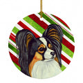 Papillon Candy Cane Holiday Christmas Ceramic Ornament Christmas Tree Hanging Decorations for Home Christmas Holiday, Party, Gift, 3 in, Multicolor