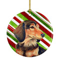 Dachshund Candy Cane Holiday Christmas Ceramic Ornament Christmas Tree Hanging Decorations for Home Christmas Holiday, Party, Gift, 3 in, Multicolor