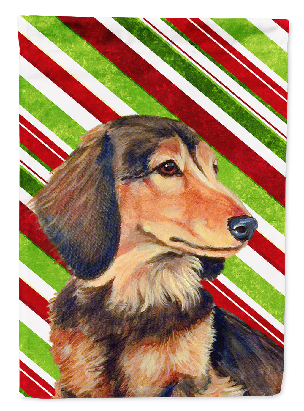 Dachshund Candy Cane Holiday Christmas Garden Flag Mailbox Decorative Yard Banner Outside Patio Artwork for Flower Beds, Garden Size, Multicolor