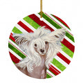 Chinese Crested Candy Cane Holiday Christmas Ceramic Ornament Christmas Tree Hanging Decorations for Home Christmas Holiday, Party, Gift, 3 in, Multicolor