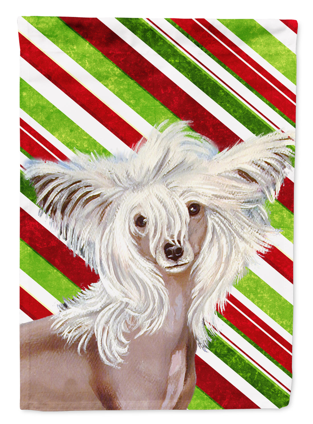 Chinese Crested Candy Cane Holiday Christmas Garden Flag Mailbox Decorative Yard Banner Outside Patio Artwork for Flower Beds, Garden Size, Multicolor
