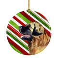 Leonberger Candy Cane Holiday Christmas Ceramic Ornament Christmas Tree Hanging Decorations for Home Christmas Holiday, Party, Gift, 3 in, Multicolor