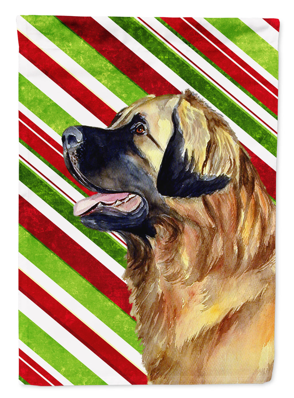 Leonberger Candy Cane Holiday Christmas Garden Flag Mailbox Decorative Yard Banner Outside Patio Artwork for Flower Beds, Garden Size, Multicolor
