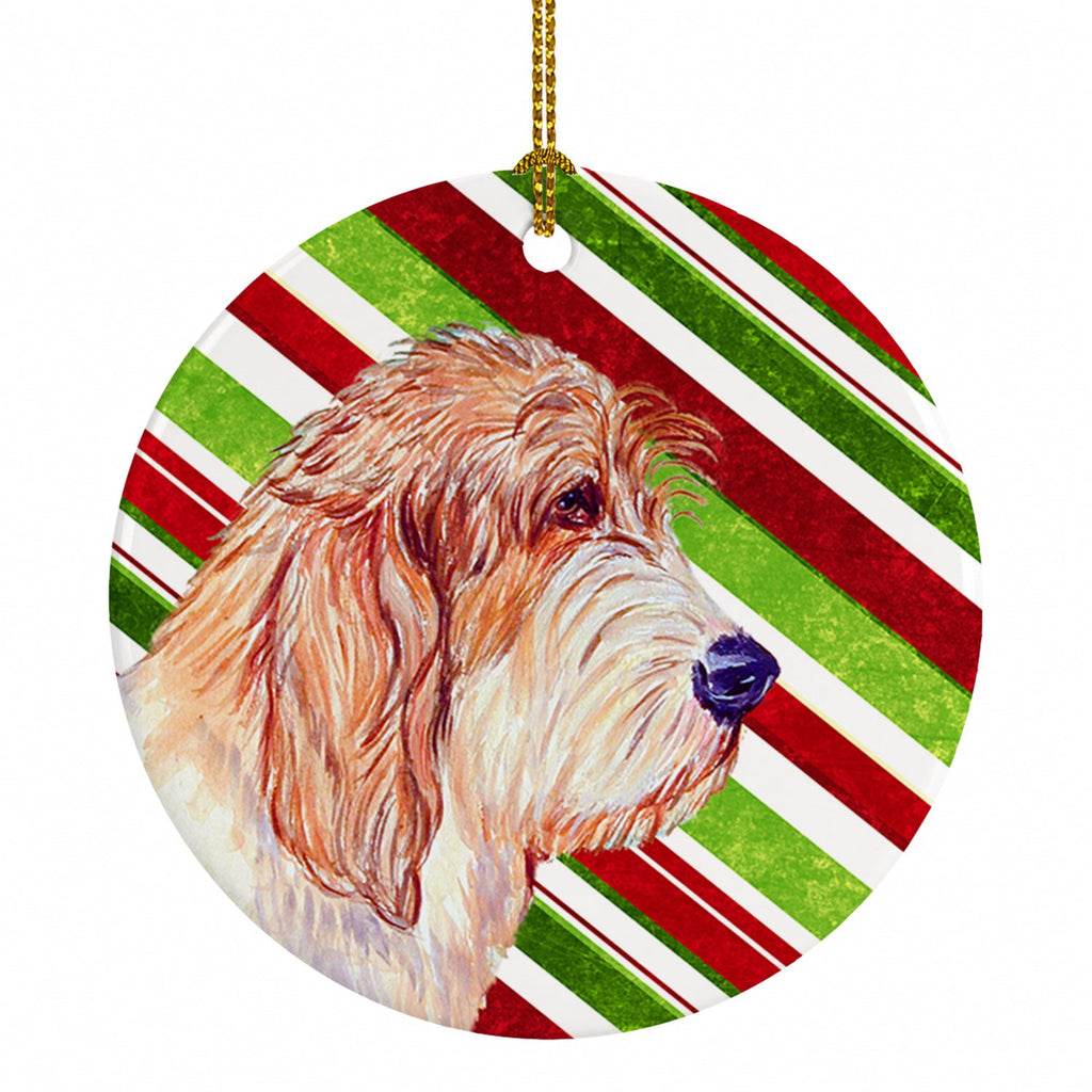 Petit Basset Griffon Vendeen Candy Cane Holiday Christmas Ceramic Ornament Christmas Tree Hanging Decorations for Home Christmas Holiday, Party, Gift, 3 in, Multicolor