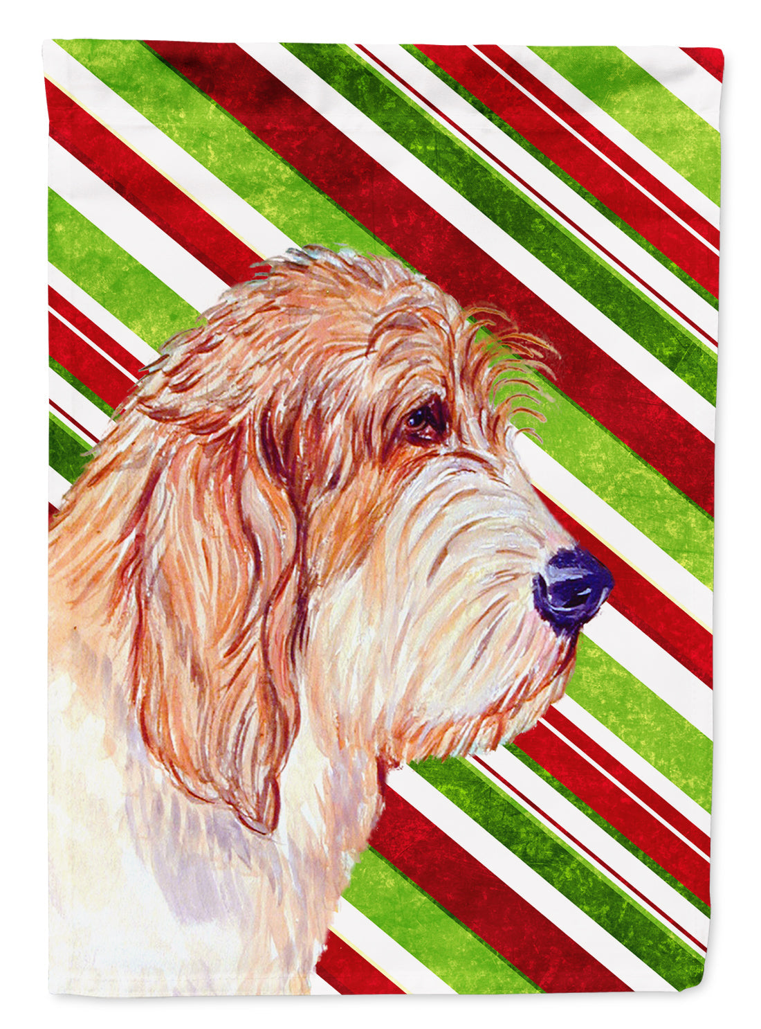 Petit Basset Griffon Vendeen Candy Cane Holiday Christmas Garden Flag Mailbox Decorative Yard Banner Outside Patio Artwork for Flower Beds, Garden Size, Multicolor
