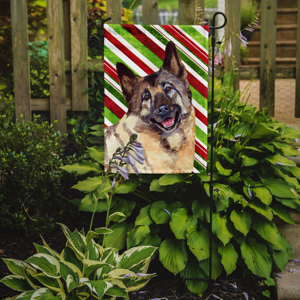 Norwegian Elkhound Candy Cane Holiday Christmas Garden Flag Mailbox Decorative Yard Banner Outside Patio Artwork for Flower Beds, Garden Size, Multicolor