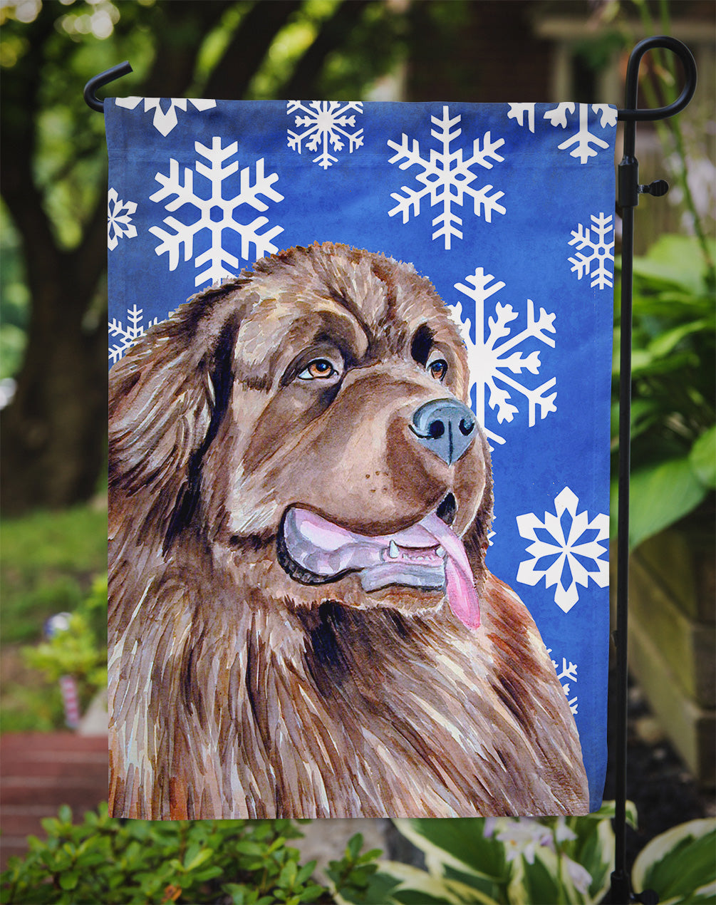 Newfoundland Winter Snowflakes Holiday Garden Flag Mailbox Decorative Yard Banner Outside Patio Artwork for Flower Beds, Garden Size, Multicolor