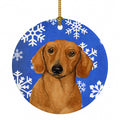 Dachshund Winter Snowflakes Holiday Ceramic Ornament Christmas Tree Hanging Decorations for Home Christmas Holiday, Party, Gift, 3 in, Multicolor