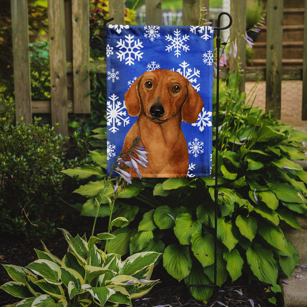 Dachshund Winter Snowflakes Holiday Garden Flag Mailbox Decorative Yard Banner Outside Patio Artwork for Flower Beds, Garden Size, Multicolor